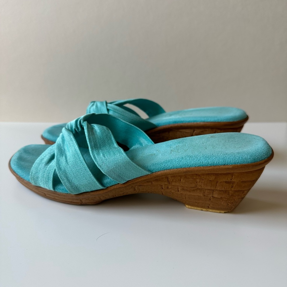Italian Shoemakers Turquoise Wedge Sandals
